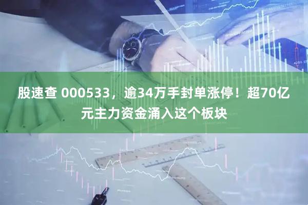 股速查 000533，逾34万手封单涨停！超70亿元主力资金涌入这个板块